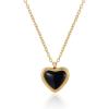 Gold Heart Necklaces for Women Dainty 14K Gold Plated Adjustable Heart Shaped Necklace Heart Crystal Pendant Necklace Heart Jewelry for Women(black tourmaline)