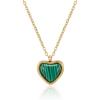 Gold Heart Necklaces for Women Dainty 14K Gold Plated Adjustable Heart Shaped Necklace Heart Crystal Pendant Necklace Heart Jewelry for Women(malachite)