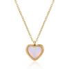 Gold Heart Necklaces for Women Dainty 14K Gold Plated Adjustable Heart Shaped Necklace Heart Crystal Pendant Necklace Heart Jewelry for Women(moonstone)