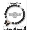 Healing Crystal Bracelet for Women 8mm Adjustable Butterfly Charm Bracelet Crystal Beaded Bracelets Butterfly Bracelets for Women Girls(Black Tourmaline)