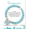 Healing Crystal Bracelet for Women 8mm Adjustable Butterfly Charm Bracelet Crystal Beaded Bracelets Butterfly Bracelets for Women Girls(Turquoise)