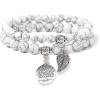 Healing Crystal Bracelet for Women Boho Tree of Life and Leaf Charm Bracelet Crystal Beaded Bracelets Anxiety Spiritual Gemstone Bracelet Natural Stone Stretch Bracelets Healing Gifts for Women(white turquoise)