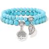 Healing Crystal Bracelet for Women Boho Tree of Life and Leaf Charm Bracelet Crystal Beaded Bracelets Anxiety Spiritual Gemstone Bracelet Natural Stone Stretch Bracelets Healing Gifts for Women(turquoise)