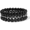 Lit Wall 3Pcs 8mm Mens Beaded Bracelets Natural Stone Bracelets Tiger Eye Men Bracelet Set Adjustable Mens Bead Bracelet Black Crystal Stretch Bracelets Men Jewelry Gift