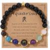 Zodiac Bracelets for Women 12 Constellations 8mm Healing Crystal Bracelet Mens Black Beaded Bracelets Natural Stone Bracelets Birthstone Gifts Zodiac Gifts for Women(Aquarius)