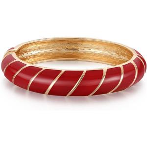 Boho Bangle Bracelets for Women Trendy Chunky Multi-colors Streak Enamel Bangle Bracelet Non Tarnish Gold Cuff Bracelets Handmade Fashion Jewelry for Women Girls Gifts