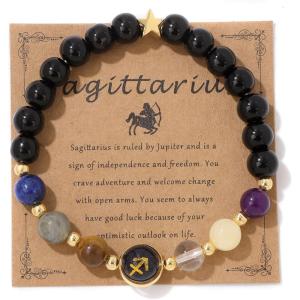 Zodiac Bracelets for Women 12 Constellations 8mm Healing Crystal Bracelet Mens Black Beaded Bracelets Natural Stone Bracelets Birthstone Gifts Zodiac Gifts for Women(Sagittarius)