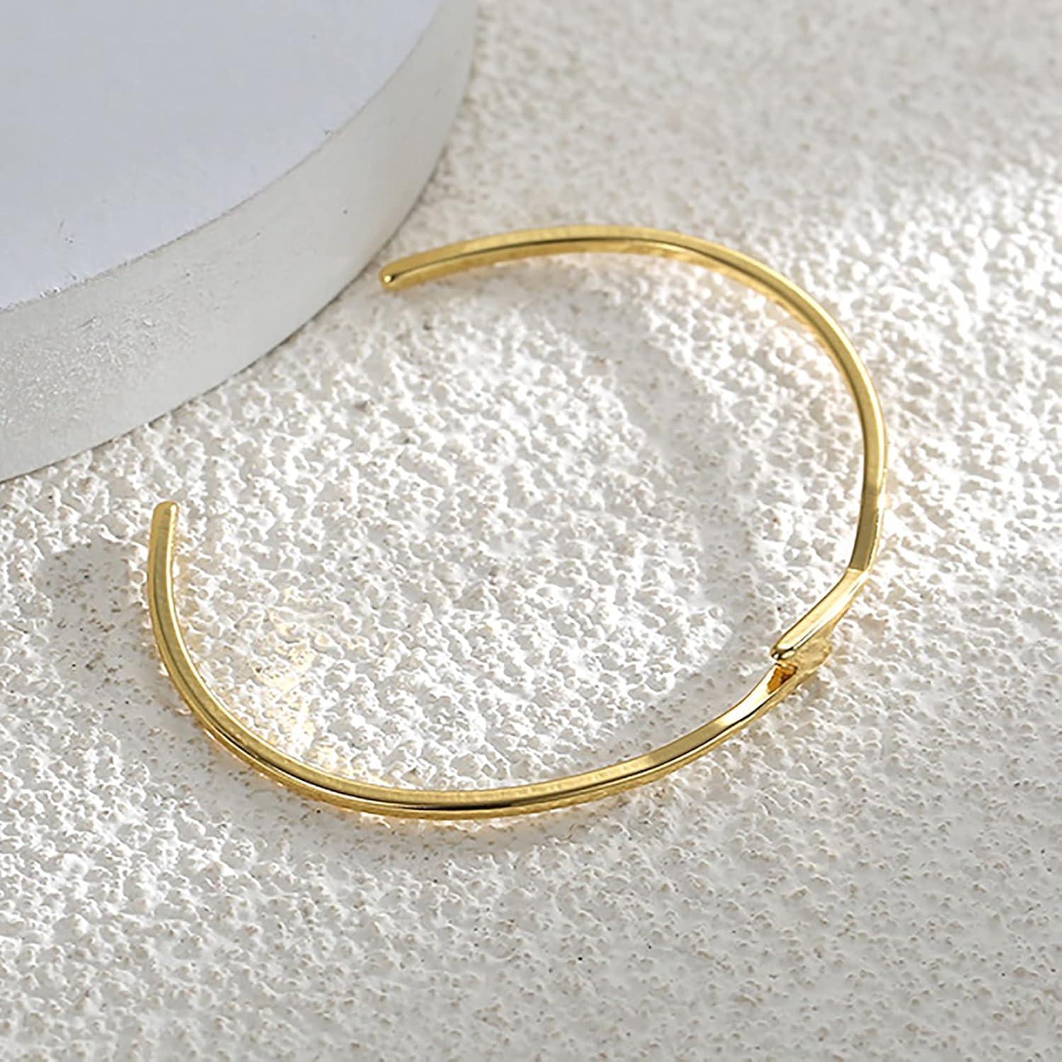 image:imageLit Wall Opal Bangle Bracelet for Women 18K Gold Plated Adjustable Minimalist Gold Opal Bracelet Cuff Bracelet for WomenLightning Bolt