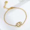 Gold Bracelet for Women 18K Gold Plated Dainty Gold Bracelets Non Tarnish Cuban Chain Link Bracelet Gold Charm Bracelet for Women(Two Circles)