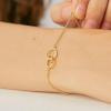 Gold Bracelet for Women 18K Gold Plated Dainty Gold Bracelets Non Tarnish Cuban Chain Link Bracelet Gold Charm Bracelet for Women(Two Circles)