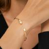 Lit Wall Opal Bangle Bracelet for Women 18K Gold Plated Adjustable Minimalist Gold Opal Bracelet Cuff Bracelet for Women(Opal)