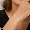 Lit Wall Opal Bangle Bracelet for Women 18K Gold Plated Adjustable Minimalist Gold Opal Bracelet Cuff Bracelet for Women(Opal)