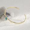 Lit Wall Opal Bangle Bracelet for Women 18K Gold Plated Adjustable Minimalist Gold Opal Bracelet Cuff Bracelet for Women(Turquoise)