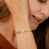 Lit Wall Opal Bangle Bracelet for Women 18K Gold Plated Adjustable Minimalist Gold Opal Bracelet Cuff Bracelet for Women(Turquoise)