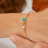 Lit Wall Opal Bangle Bracelet for Women 18K Gold Plated Adjustable Minimalist Gold Opal Bracelet Cuff Bracelet for Women(Turquoise)