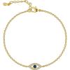 Gold Bracelet for Women 18K Gold Plated Dainty Gold Bracelets Non Tarnish Cuban Chain Link Bracelet Gold Charm Bracelet for Women(Evil Eye)