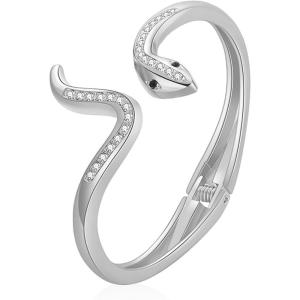 Chunky Gold Cuff Bacelets for Women 14K Gold Plated Thick Gold Bangles Non Tarnish Gold Bangle Bracelets Wide Bracelets for Women(snake-silver)
