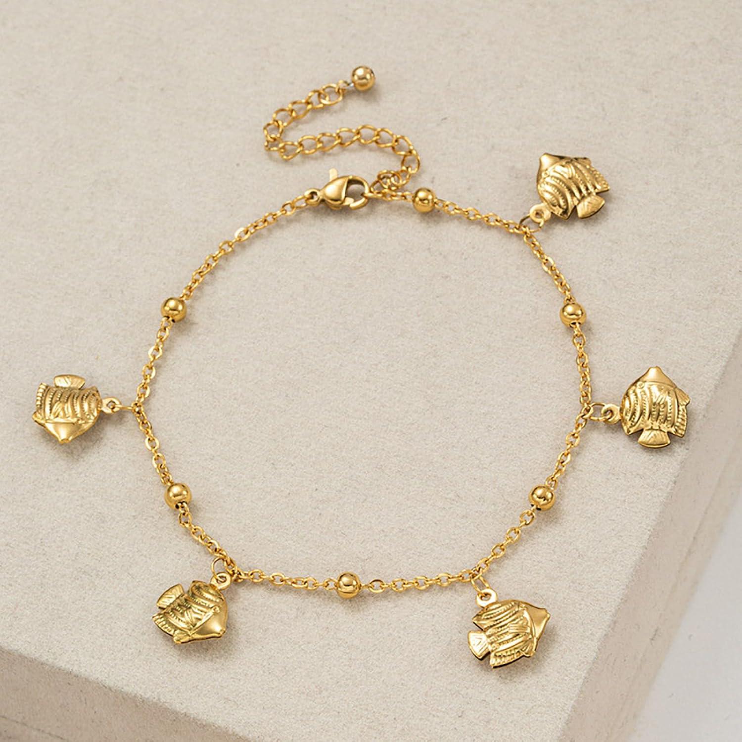 image:imageLit Wall Gold Anklets for Women 18K Gold Plated Adjustable Summer Simple Foot Jewelry Ankle Bracelet for WomenFish