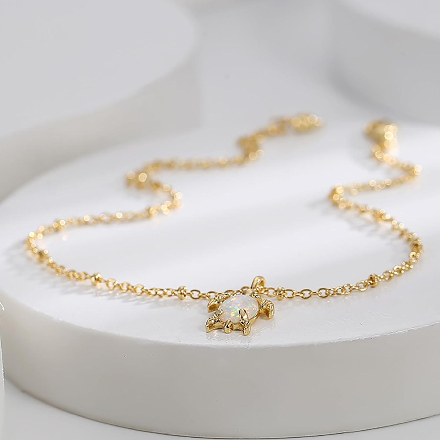 image:imageLit Wall Gold Anklets for Women 18K Gold Plated Adjustable Summer Simple Foot Jewelry Ankle Bracelet for WomenOpal Turtle