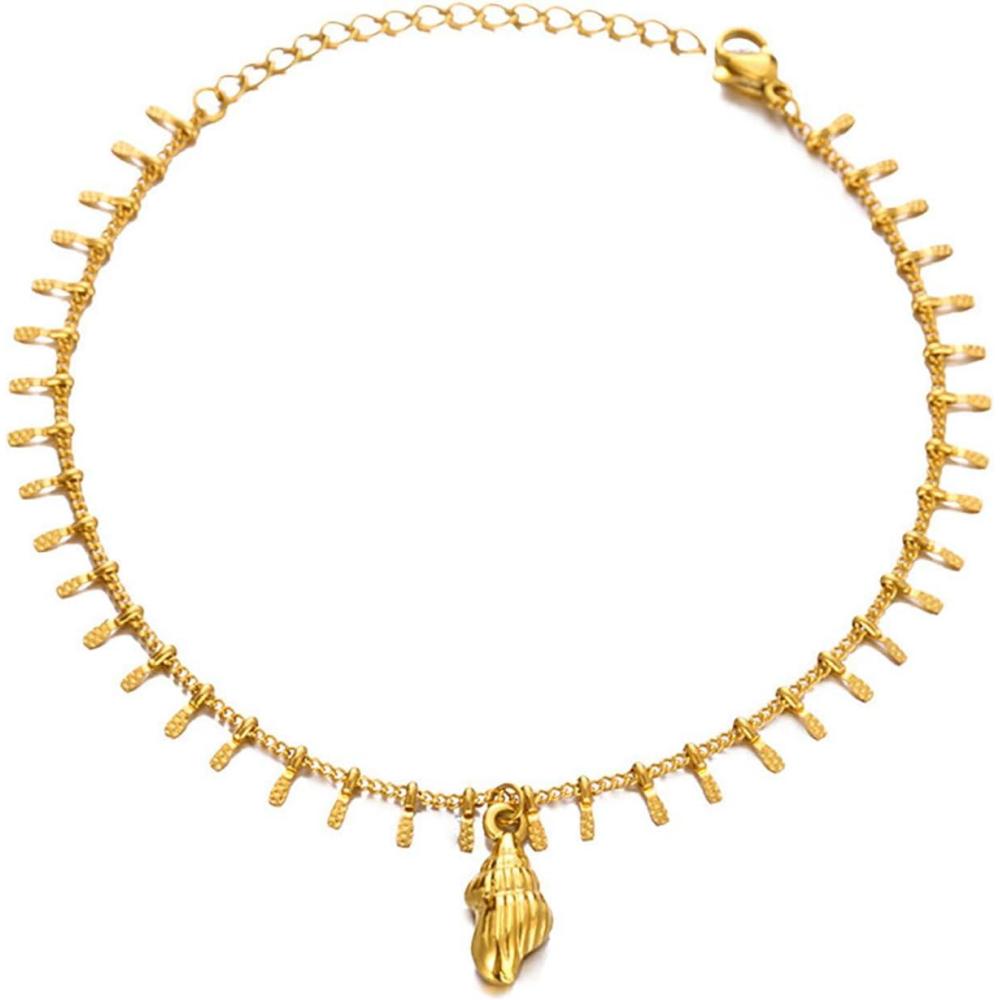 image:imageLit Wall Gold Anklets for Women 18K Gold Plated Adjustable Summer Simple Foot Jewelry Ankle Bracelet for WomenConch Shell