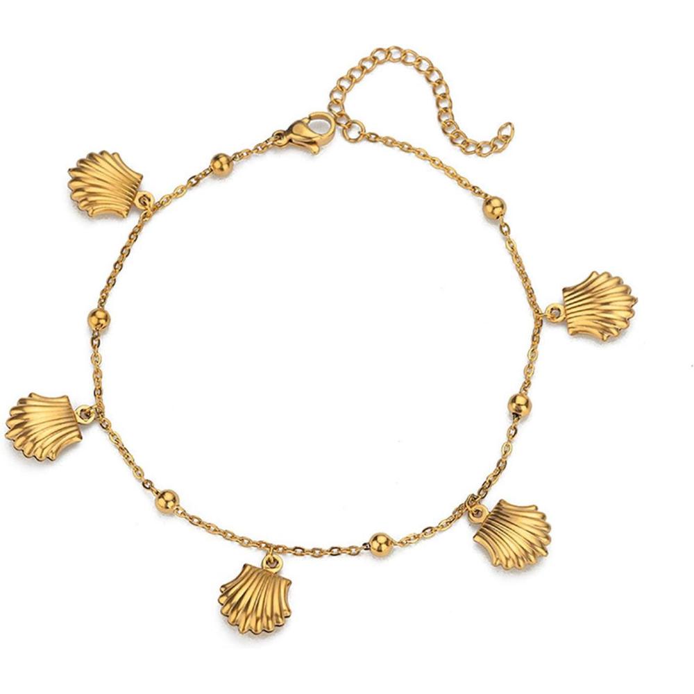 image:imageLit Wall Gold Anklets for Women 18K Gold Plated Adjustable Summer Simple Foot Jewelry Ankle Bracelet for WomenShell