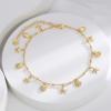 Lit Wall Gold Anklets for Women 18K Gold Plated Adjustable Summer Simple Foot Jewelry Ankle Bracelet for Women(Shell and Starfish)