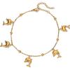 Lit Wall Gold Anklets for Women 18K Gold Plated Adjustable Summer Simple Foot Jewelry Ankle Bracelet for Women(Dolphin)