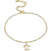 Lit Wall Gold Anklets for Women 18K Gold Plated Adjustable Summer Simple Foot Jewelry Ankle Bracelet for Women(Opal Turtle)