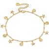 Lit Wall Gold Anklets for Women 18K Gold Plated Adjustable Summer Simple Foot Jewelry Ankle Bracelet for Women(Shell and Starfish)