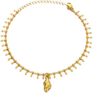 Lit Wall Gold Anklets for Women 18K Gold Plated Adjustable Summer Simple Foot Jewelry Ankle Bracelet for Women(Conch Shell)