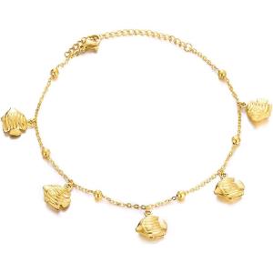 Lit Wall Gold Anklets for Women 18K Gold Plated Adjustable Summer Simple Foot Jewelry Ankle Bracelet for Women(Fish)