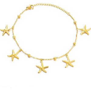Lit Wall Gold Anklets for Women 18K Gold Plated Adjustable Summer Simple Foot Jewelry Ankle Bracelet for Women(Starfish)