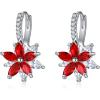 Flower Earrings for Women Trendy 18K White Gold Plated Cubic Zirconia Hypoallergenic Drop Earrings Floral Jewelry for Women